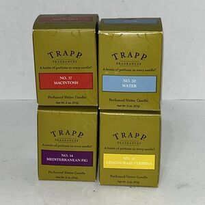Lot Of 4 Trapp 2 Oz Votive Candles Macintosh Water Med. Fig Lemongrass Verbena